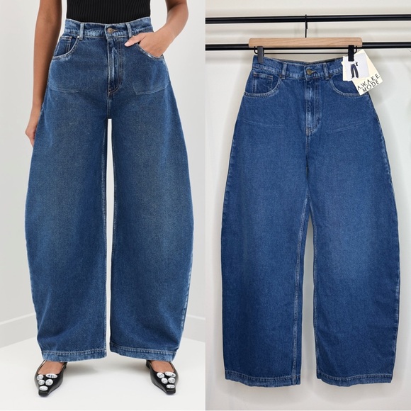 A.W.A.K.E MODE Denim - NWT A.W.A.K.E. Mode Recycled Rounded Jeans Barrel Leg size 36 FR NEW